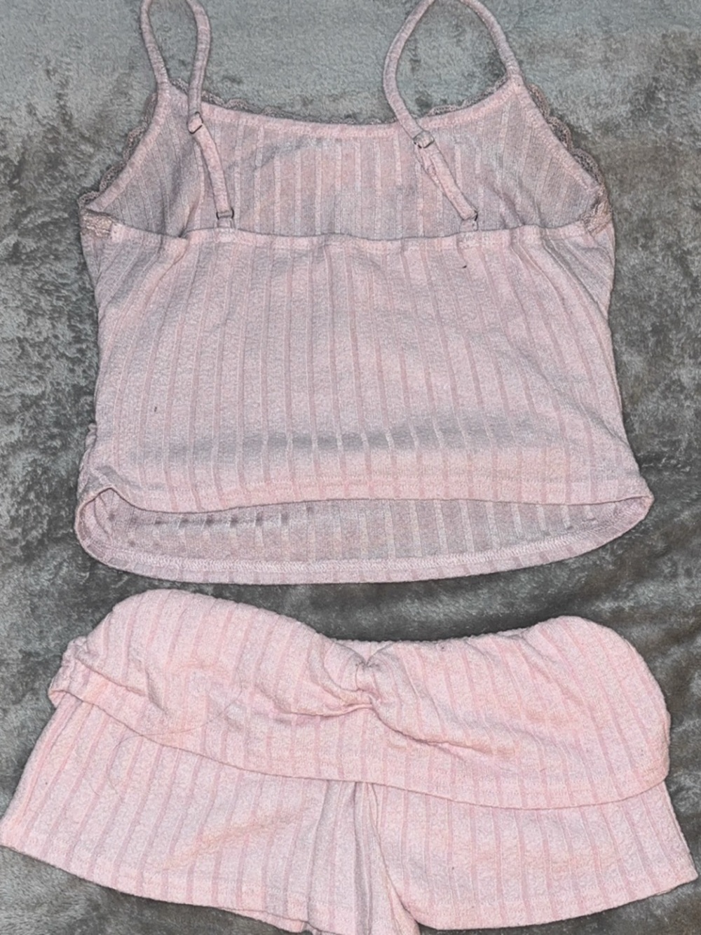 Women's Pink Ribbed Cami & Short Sleep Set - Picture 2 of 2